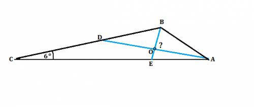 Втреугольнике abc угол с равен 6 , ad и be- биссектрисы пересекаются в точке o.найдите угол aob. отв