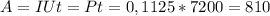 A=IUt=Pt=0,1125*7200=810