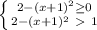 \left \{ {{2-(x+1)^{2} \geq 0} \atop {2-(x+1)^{2}\ \textgreater \ 1}} \right.