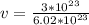 v= \frac{3*1 0^{23}}{6.02*1 0^{23} }