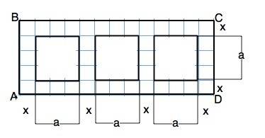 Рамка для трех квадратных фотографий имеет везде одинаковую ширину. периметр одного отверстия равен