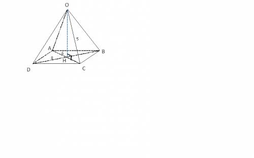 Основание пирамиды- ромб с диагоналями 6 см и 8 см.высота пирамиды опущена в точку пересечения его д