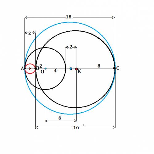 Две окружности с центрами о и к имеют соответственно радиусы 4 и 8 см. найдите радиусы окружностей,к