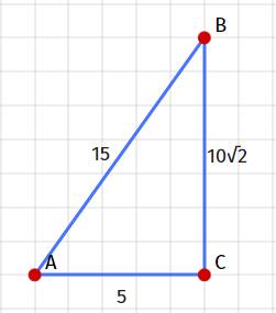 Впрямоугольном треугольнике катет (а) равен 5 см, гипотенуза 15 см найти катет (б) и прилежаший к не