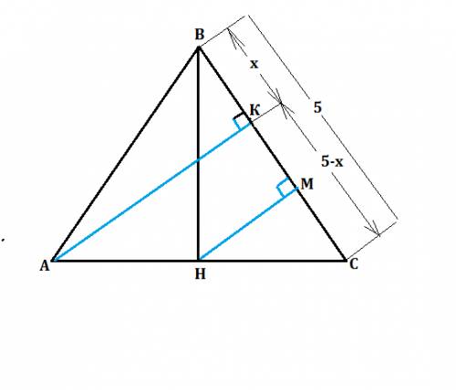 Решить : ) в равнобедренном треугольнике высота, проведенная к основанию, равна 4, а боковая сторона
