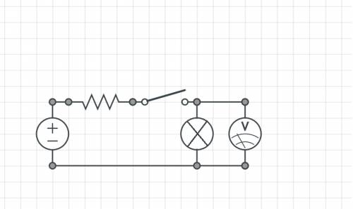 Схема электрической цепи, содержащей гальванический элемент, выключатель ,электрическую лампочку ,во