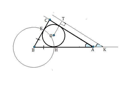 Как построить треугольник за основой, углом при вершине и радиусом вписанной окружности? (конструкти