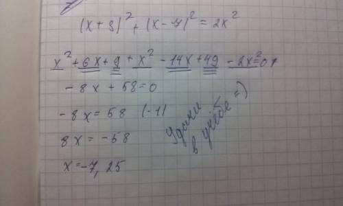 (x + 3) все в квадрате + (x-7) все в квадрате=2xв квадрате решите уравнение