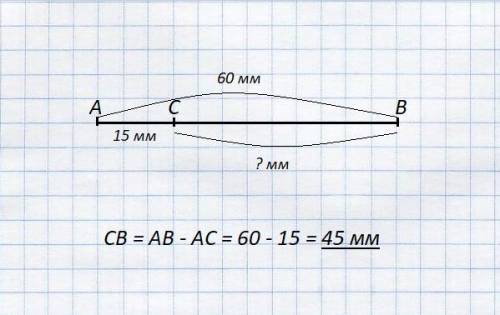 Начерти отрезок ab длиной 60 мм отметь на нём точку c так чтобы длина отрезка ac была равна 15 мм уз