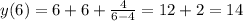 y(6)=6+6+\frac{4}{6-4}=12+2=14