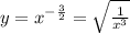 y=x^{ -\frac{3}{2} }= \sqrt{ \frac{1}{x^3} }