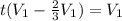 t(V_{1}-\frac{2}{3}V_{1})=V_{1}