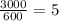 \frac{3000}{600}=5