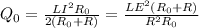 Q_0 = \frac{LI^2 R_0}{2(R_0 + R)} = \frac{LE^2 (R_0 + R)}{R^2 R_0}