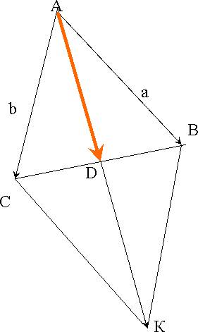 Втреугольнике abc ab=вектор а, ac=вектор b, ad - медиана. найдите вектор 1/3 ad.