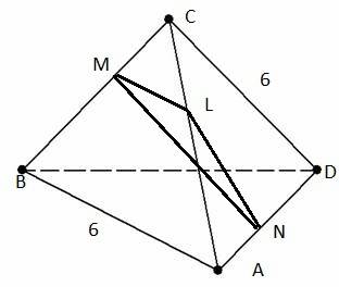 Точки a, b, c и d не лежат в одной плоскости. найдите угол между прямыми ab и cd, если ав=cd=6 см, а