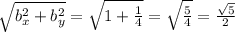 \sqrt{ b ^{2} _{x} +b ^{2} _{y}}= \sqrt{1+ \frac{1}{4} } = \sqrt{ \frac{5}{4} } = \frac{ \sqrt{5} }{2}