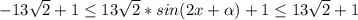 -13\sqrt{2}+1 \leq 13\sqrt{2}*sin(2x+\alpha)+1 \leq 13\sqrt{2}+1