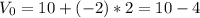 V_0 = 10 + (-2)*2 = 10 - 4