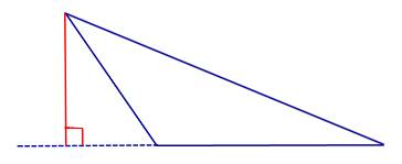 Построить высоту у тупоугольного треугольника