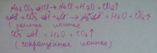 Напишите полные и сокращенные ионные уравнения реакций na2co3+hcl→nacl+h2o+co2↑
