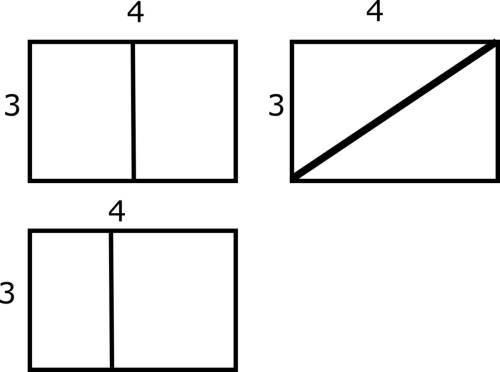 Начерти в тетради 3 одинаковых прямоугольника длины сторон из которых 3 см и 4 см проведи в каждом и