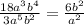 \frac{18a^{3}b^{4}}{3a^{5}b^{2}}= \frac{6b^{2}}{a^{2}}