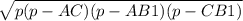 \sqrt{p(p-AC)(p-AB1)(p-CB1)}