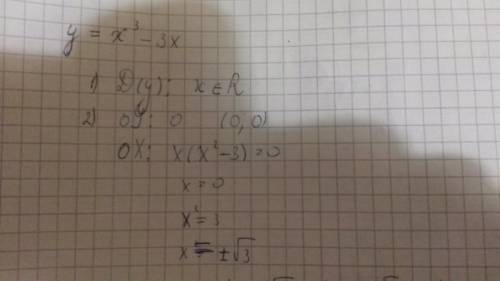 Исследуйте функцию f(x)=x³-3x на монотонность экстремум и построить ее график.