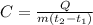 C= \frac{Q}{m(t_{2}-t_{1})}