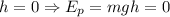 h=0\Rightarrow E_p=mgh=0