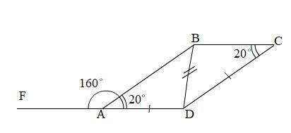 Дано: треугольник abd= треугольнику cdb, ad=dc, улог fab=160 найти: угол bcd