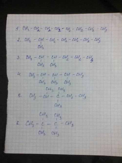 Напишіть структурні формули 5 ізомерів: c8h18