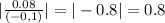 | \frac{0.08}{(-0,1)} |=|-0.8|=0.8