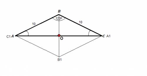Боковая сторона равнобедренного треугольника равна 10 см а один из углов 120 градусов. постройте тре