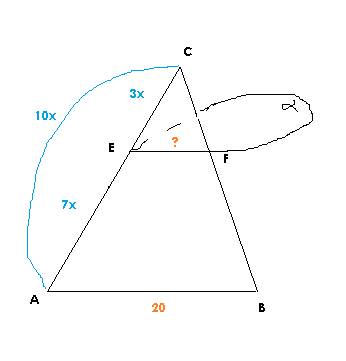 Плоскость паралельная стороне ab треугольника авс, пересекает сторону ac в точке е, а сторону bc в т