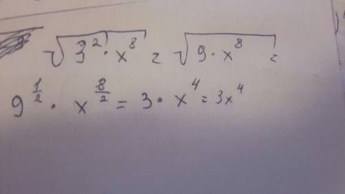 Замените корень √3^2 х^8 произведением