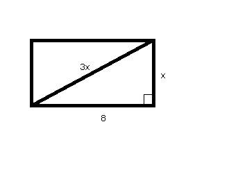 Одна из сторон прямоугольника равна 8 м. чему равна соседняя сторона если она в 3 раза меньше диогон
