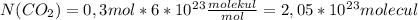 N(CO_2)=0,3mol*6*10^2^3 \frac{molekul}{mol} =2,05*10^2^3molecul