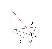Стороны треугольника равны 4 см., 15 см, 13 см. через вершину малейшего угла плоскости треугольника