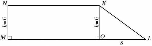 Mnkl - трапеция. угол m = 90 градусов, h = 6, площать = 120 см² ml > nk на 8 см найти все стороны