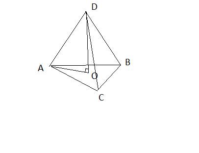 Втетраэдре dabc в основании лежит правильный треугольник abc, o-точка пересечения высот этого треуго