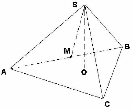 Вправильной треугольной пирамиде sabc m- середина ребра ab s- вершина bc = 4 sбок = 174 найти sm