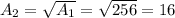 A_2=\sqrt{A_1}=\sqrt{256}=16