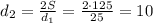 d_2= \frac{2S}{d_1}=\frac{2\cdot125}{25}=10