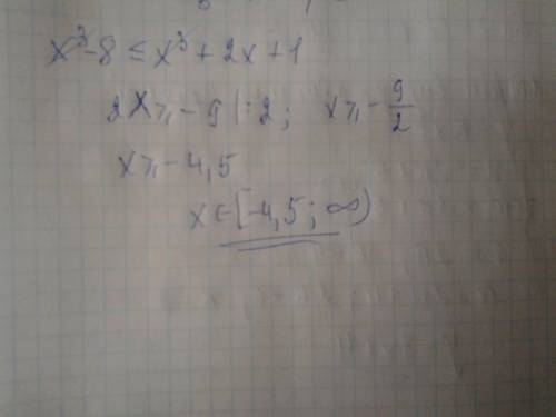 Решить неравенство: (х-2)(х²+2х+4)≤х(х²+2)+1