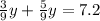 \frac{3}{9} y + \frac{5}{9} y = 7.2