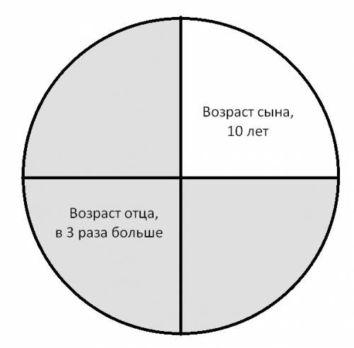 При построении диаграммы к данной начни с изображения меньшей величины. сыну 10 лет он в 3 раза моло