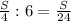 \frac{S}{4} :6= \frac{S}{24}