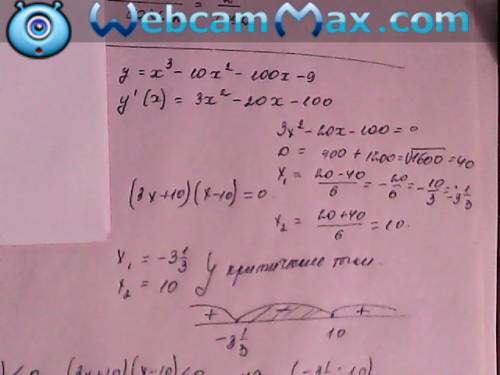 Нужно найти точку минимума функции y=x^3-10x^2-100x-9